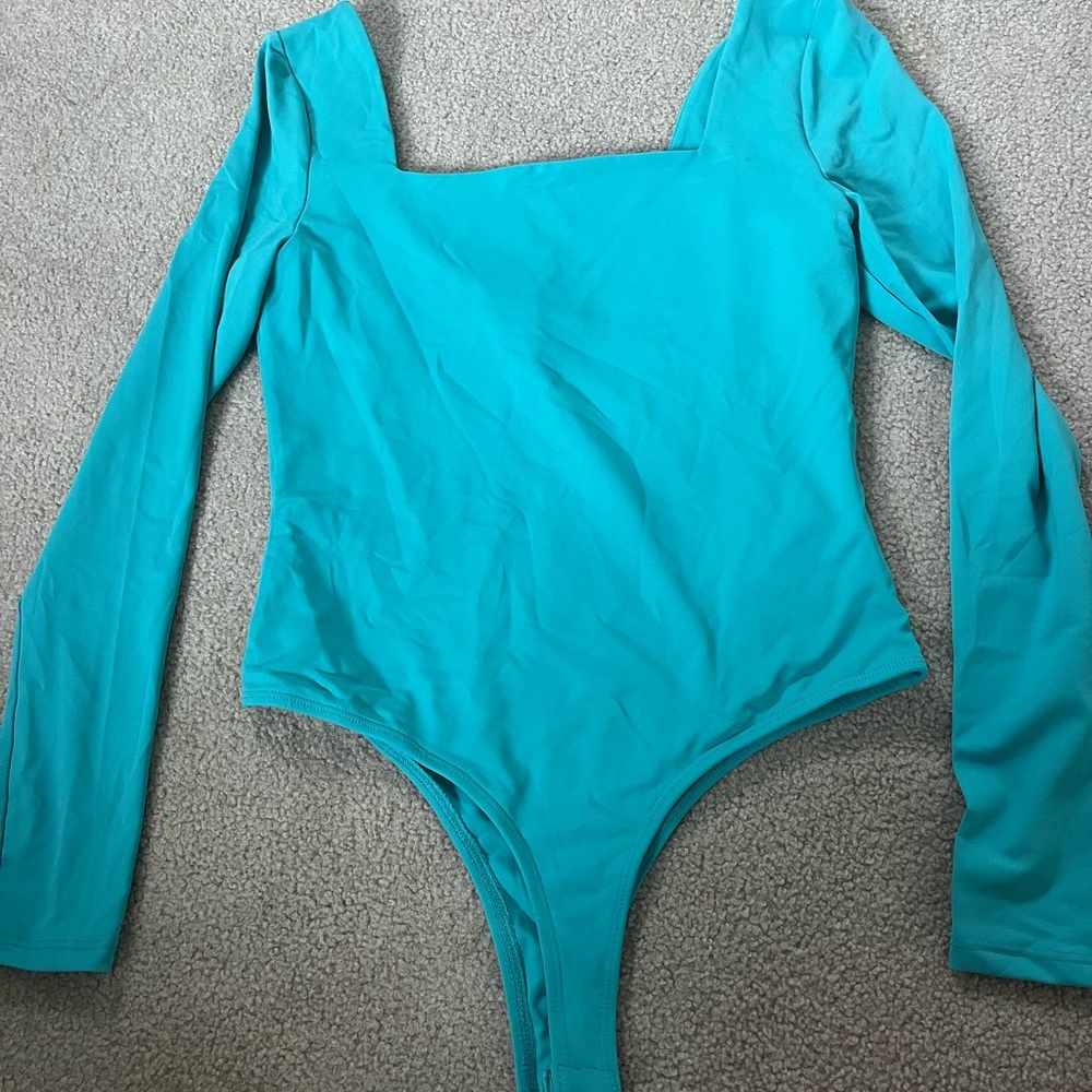 Francesca's Collections Teal Long Sleeve Bodysuit